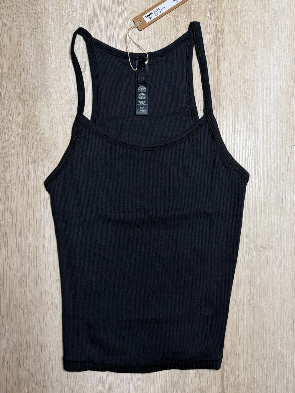 Skims Cotton Rib Scoop Tank in Soot Size XS NWT